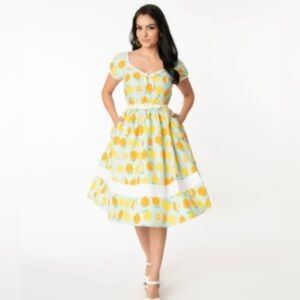 Lemon Print A-Line Dress